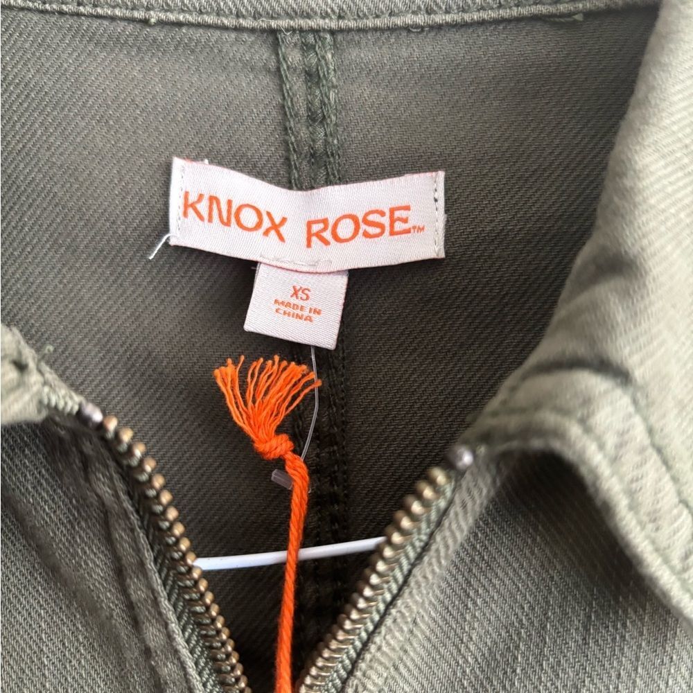 Knox Rose Army Green Cargo Zip-Up Jacket Size XS - Picture 3 of 8